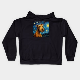 Irish Terrier painted in Starry Night style Kids Hoodie